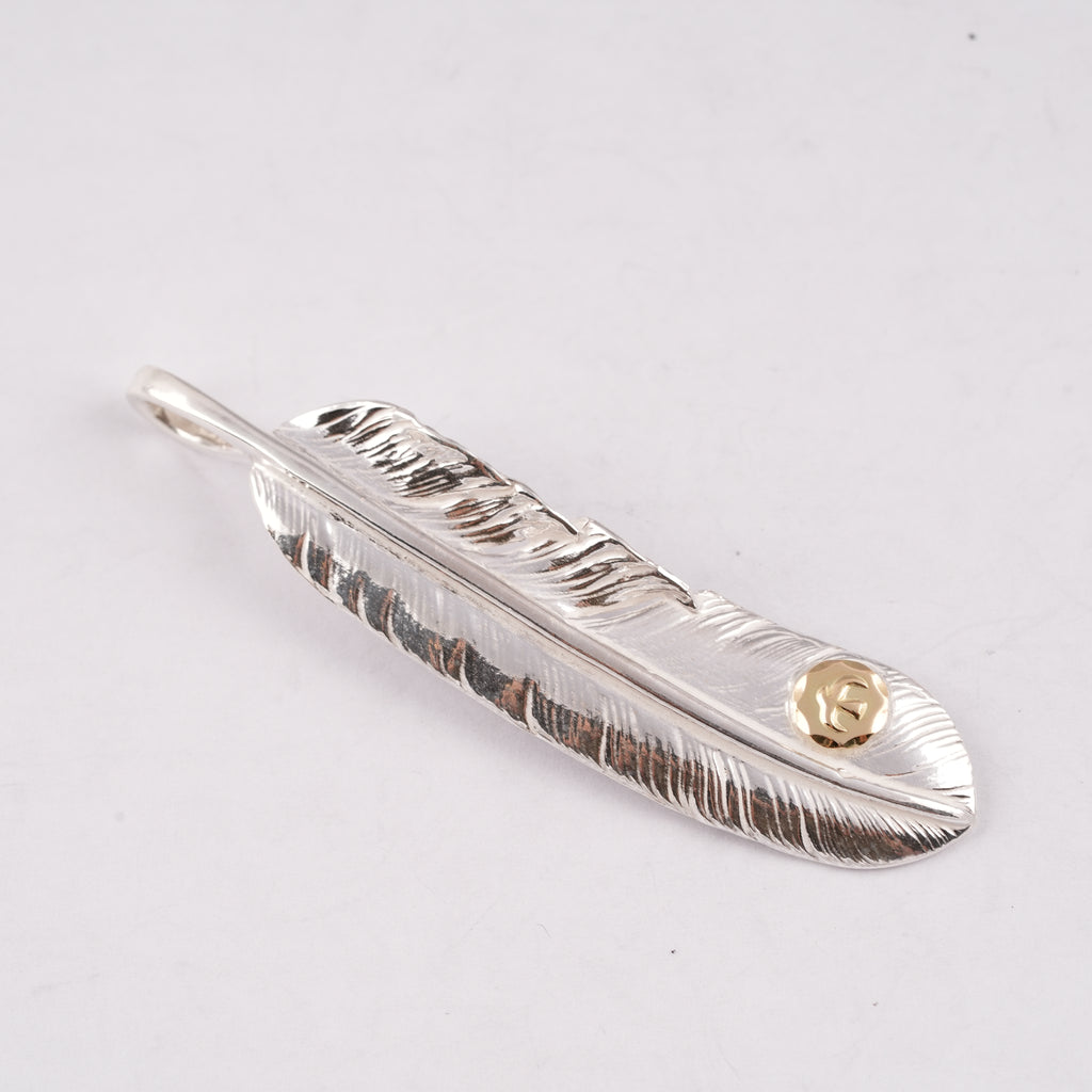 Gold Stamp Silver Feather (Left)(XL) #00189