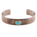 Gold Rope-Bezel Turquoise Flat Silver Cuff (M) (7inch) — Goro's