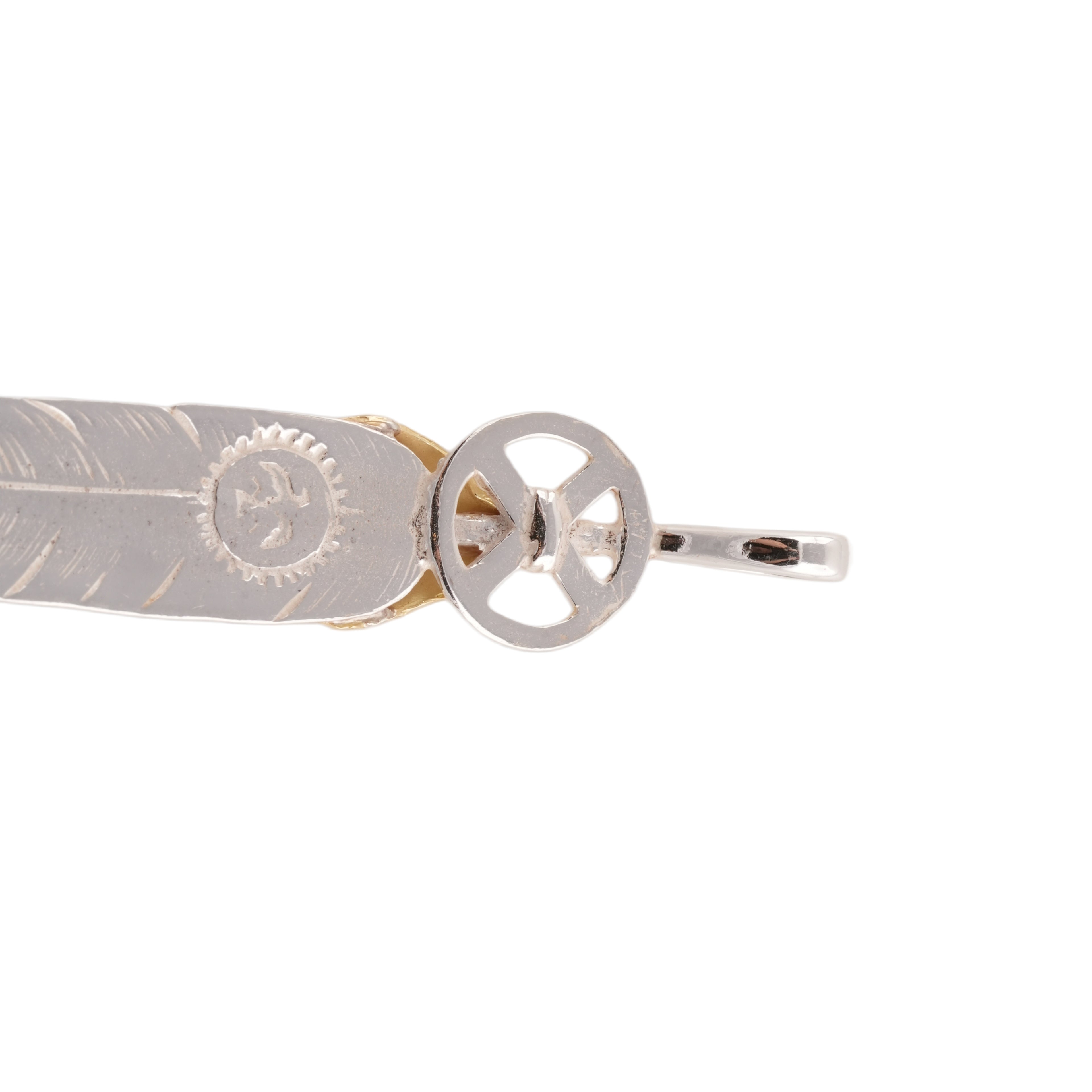 Gold Top Heart Wheel Silver Feather (L) #00382