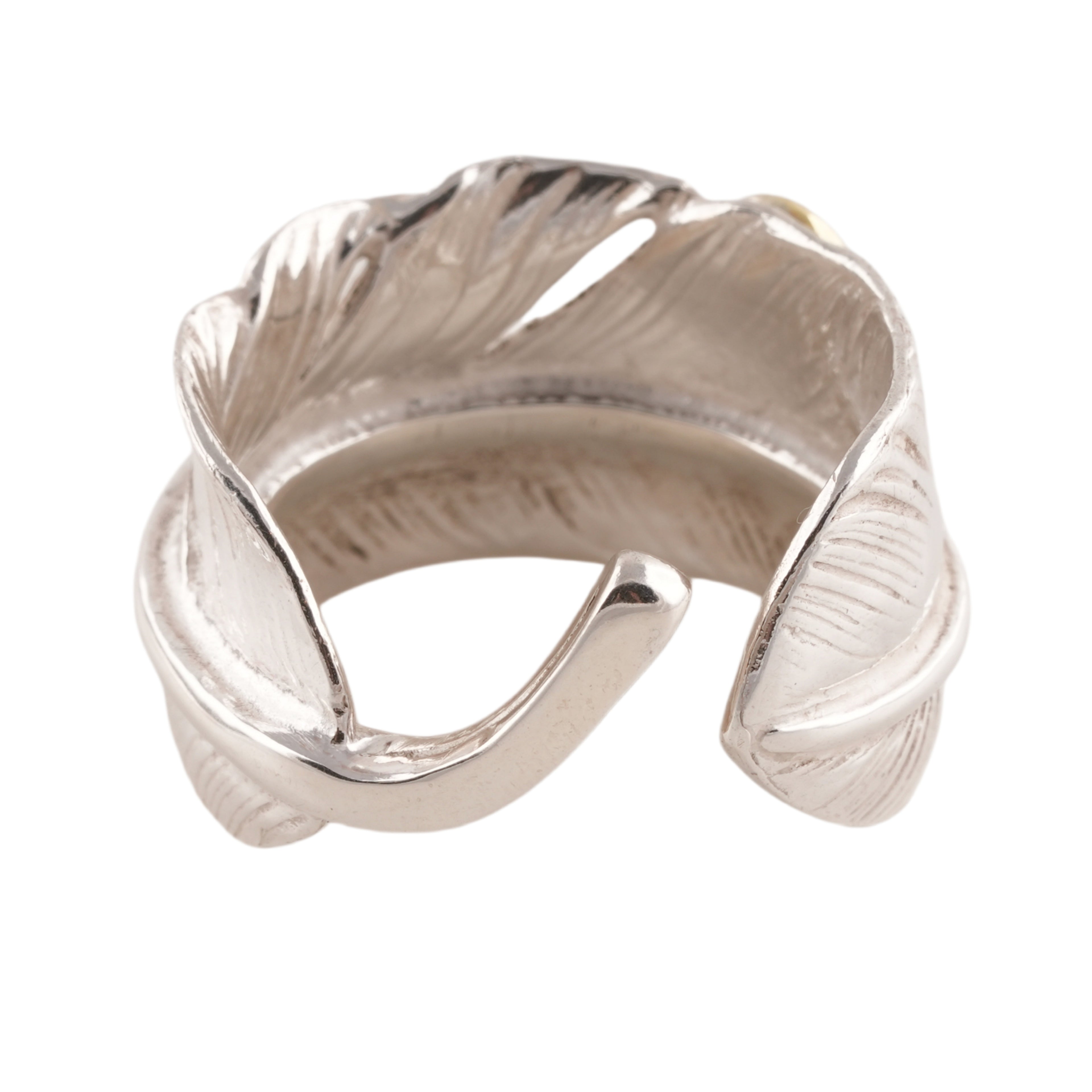 Gold Stamp Feather Silver Ring (Right) (Old Design) (US8)