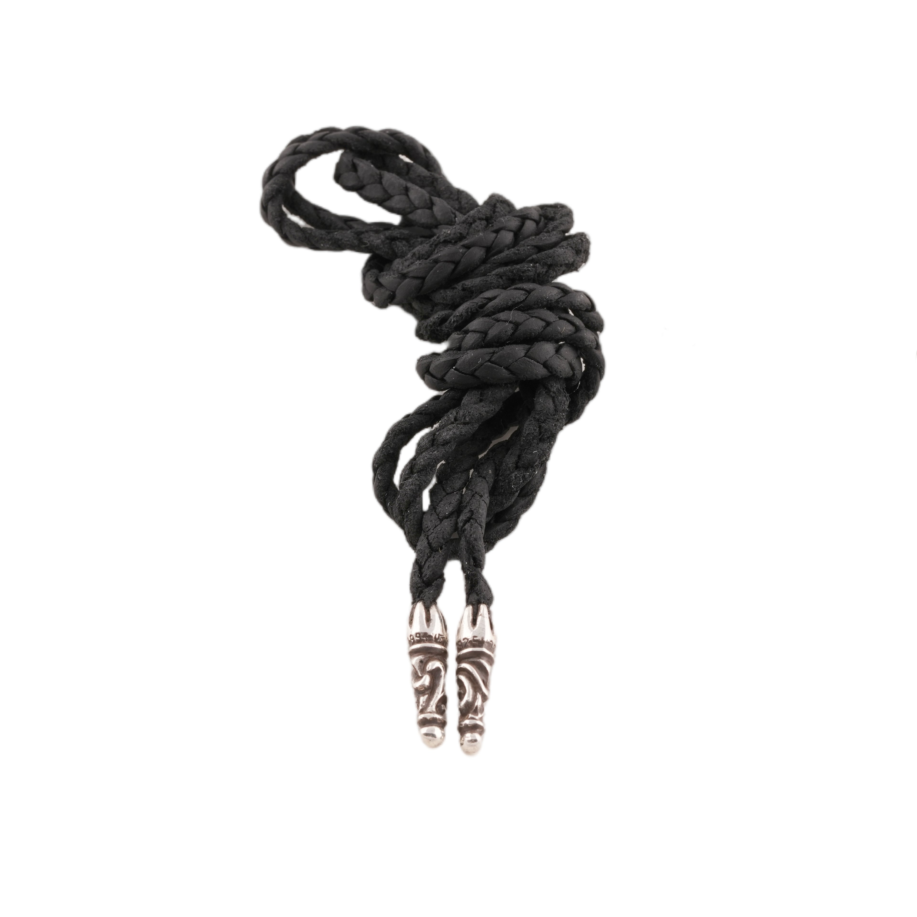 Large Filigree Cross Pendant Leather Braid Necklace