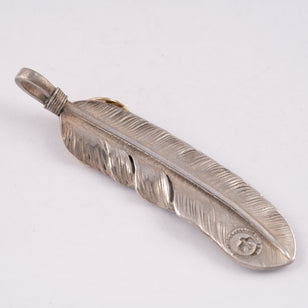 Gold Top Silver Feather Pendant (Left)(XL)