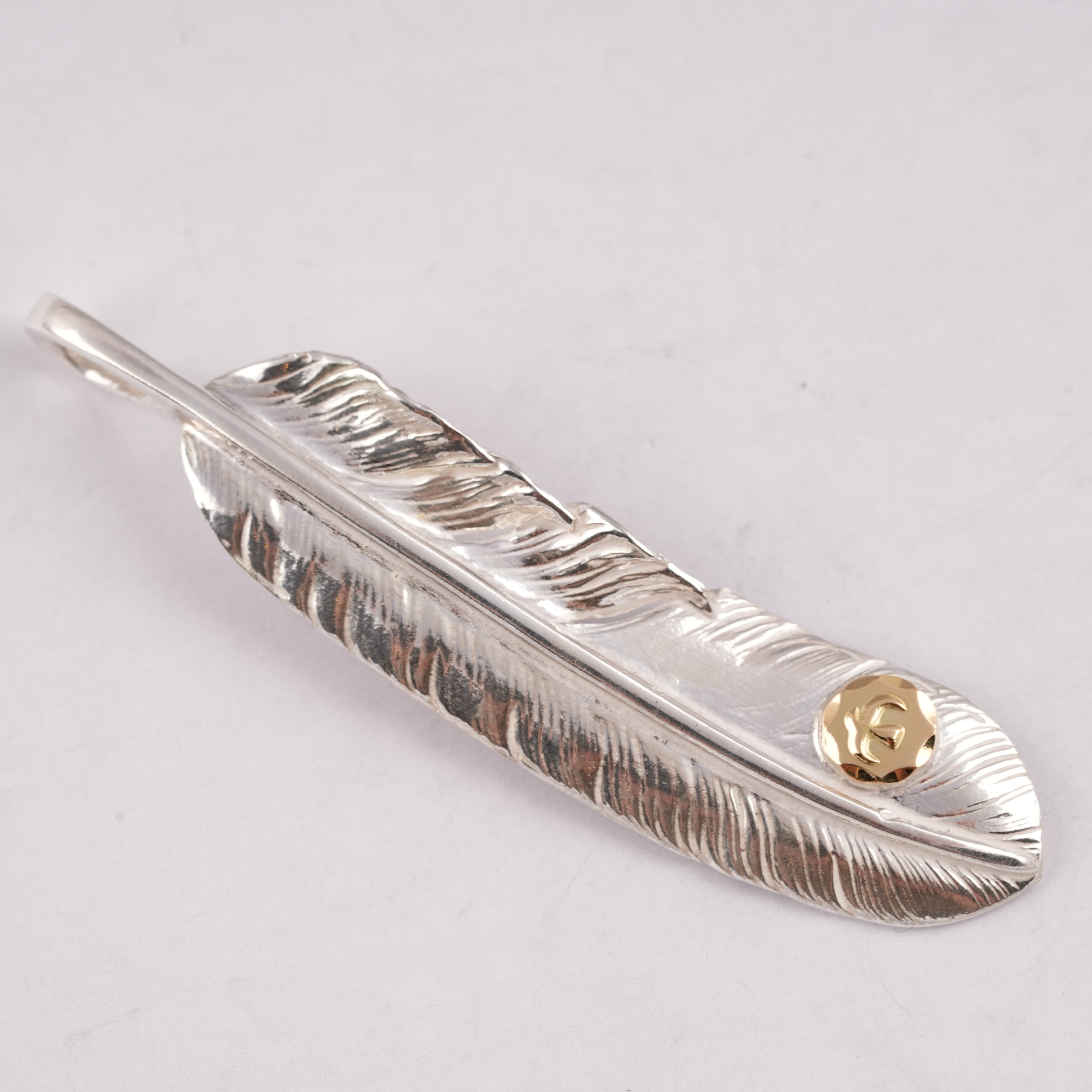 Gold Stamp Silver Feather (Left)(XL) #00191