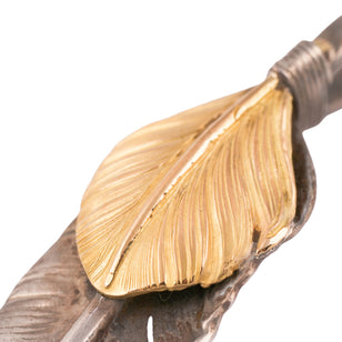 Gold Top Silver Feather Pendant (Left)(XL)
