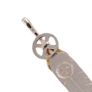 Gold Top Heart Wheel Silver Feather (L) #00244