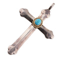 Small Gold Rope-Bezel Turquoise Silver Cross — Goro's