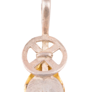 Gold Top Heart Wheel Silver Feather Pendant (L)