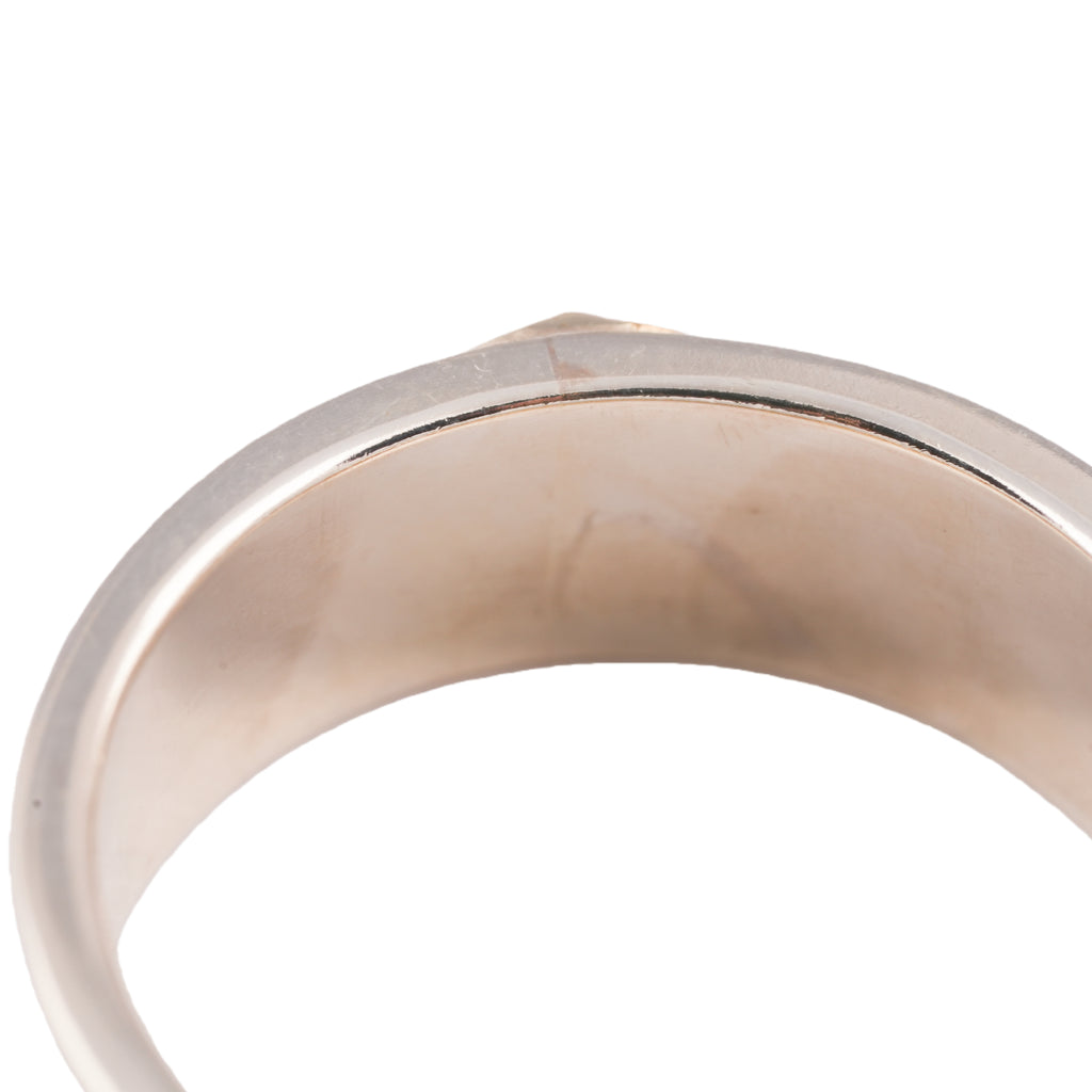 Gold Eagle Stamp Flat Silver Ring (US10.75)