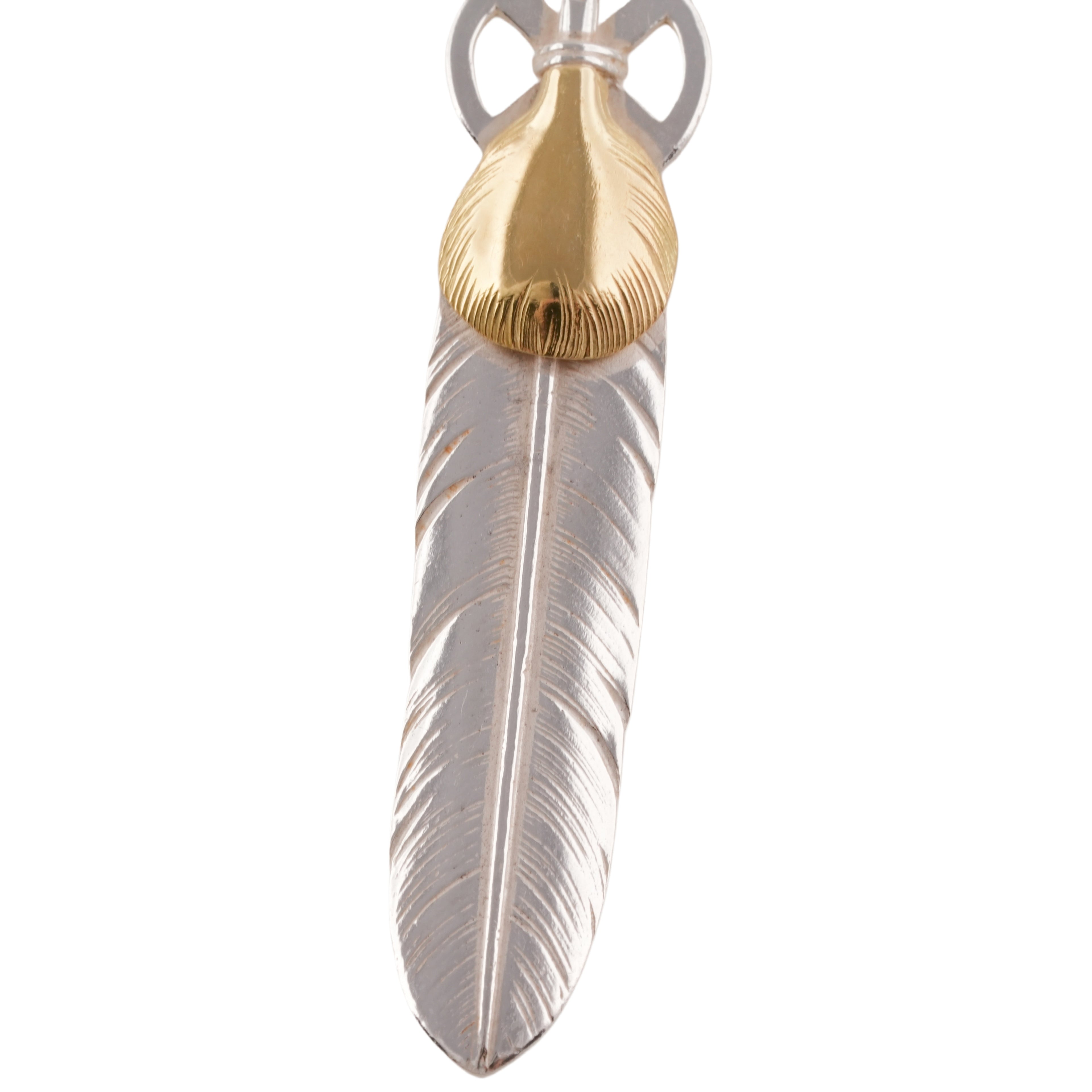 Gold Top Heart Wheel Silver Feather (L) #00382