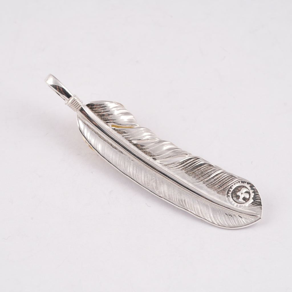 Gold Top & Rope-Bezel Turquoise Silver Feather (Right)(XL)
