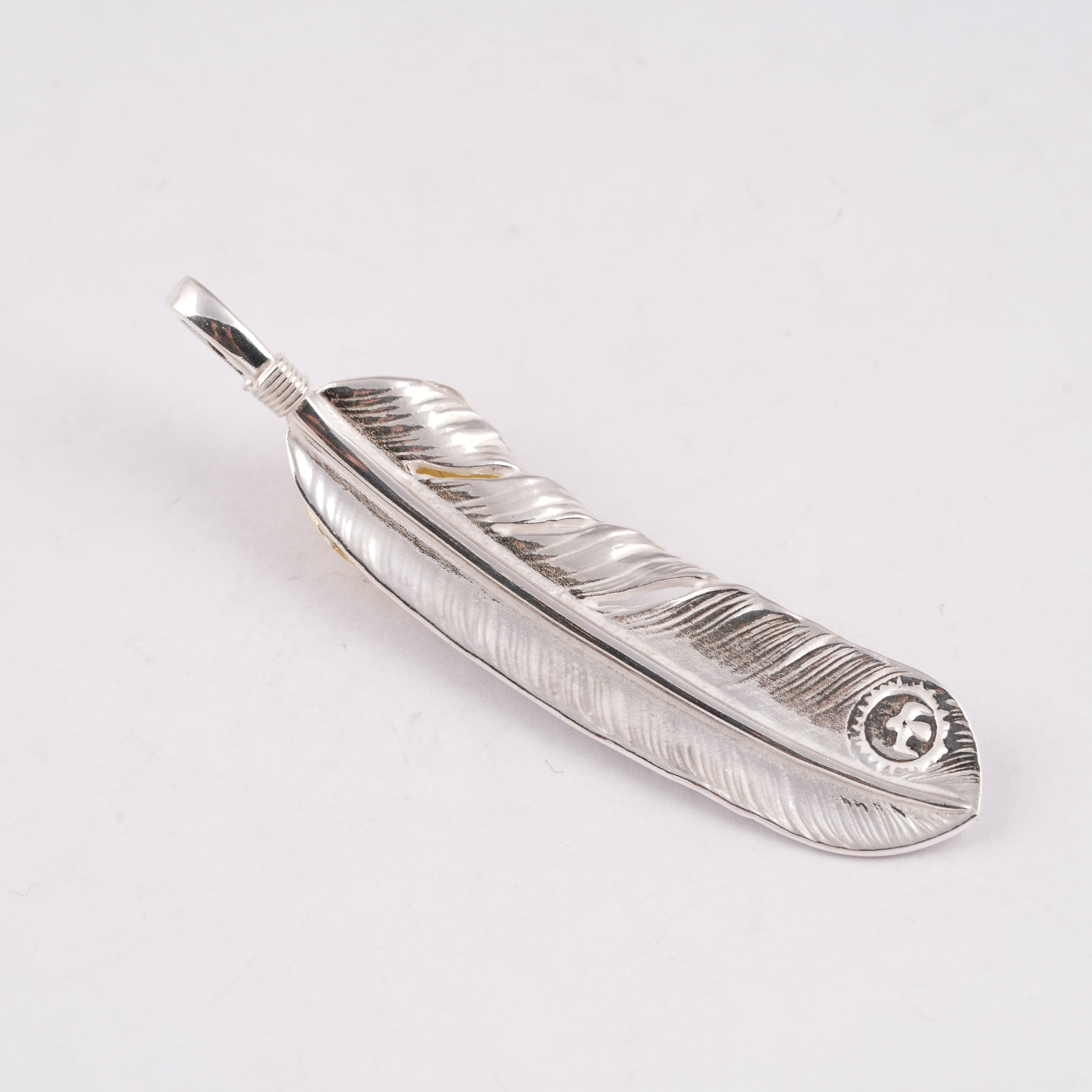 Gold Top & Rope-Bezel Turquoise Silver Feather (Right)(XL)