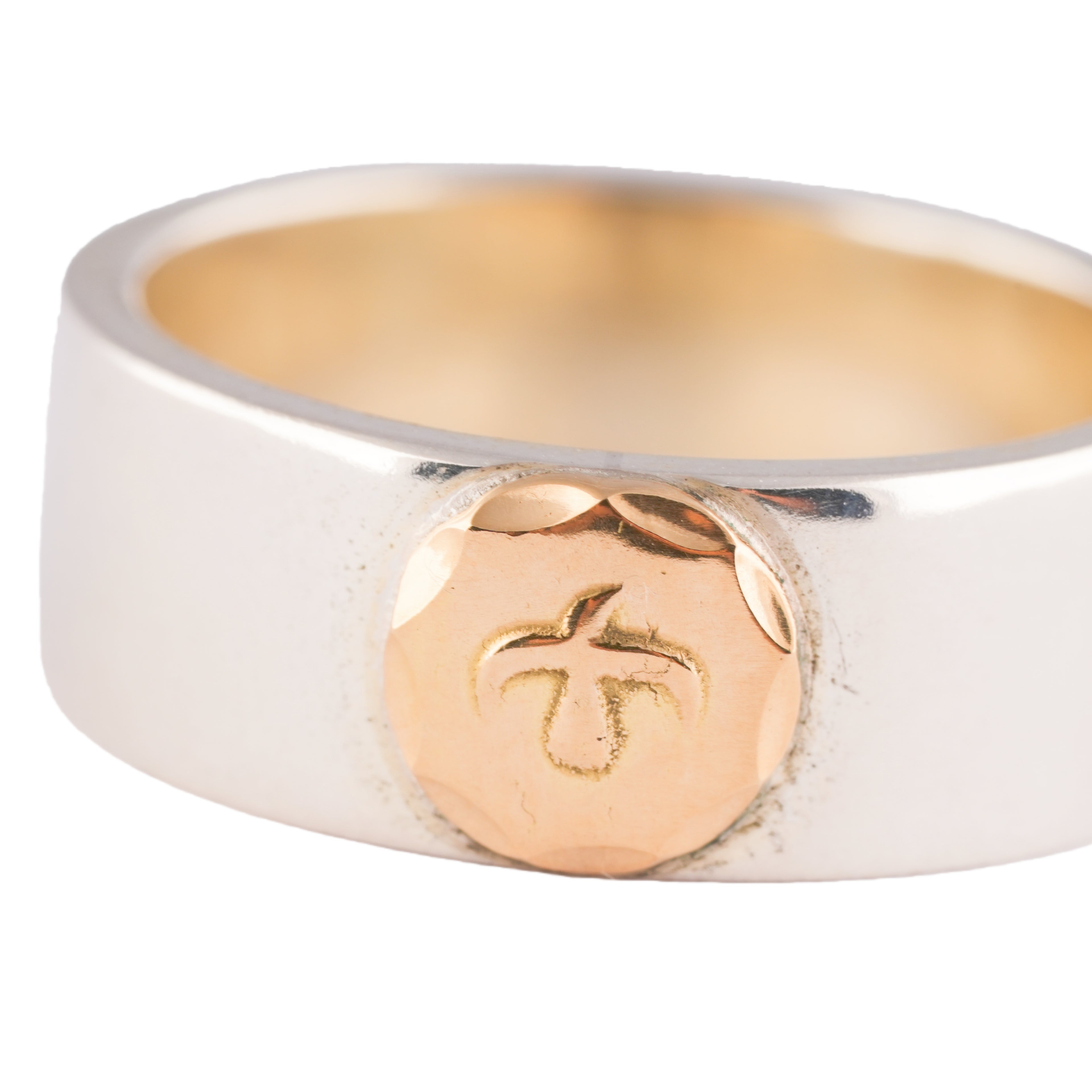 Gold Eagle Stamp Flat Silver Ring (US9) #00198