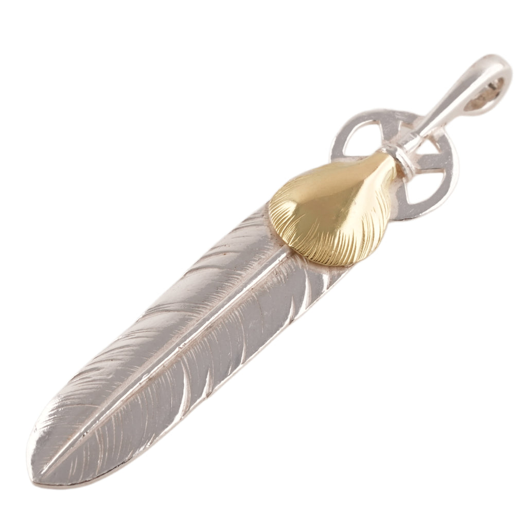 Gold Top Heart Wheel Silver Feather (L) #00551