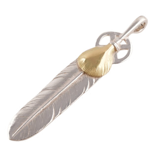 Gold Top Heart Wheel Silver Feather (L) #00551