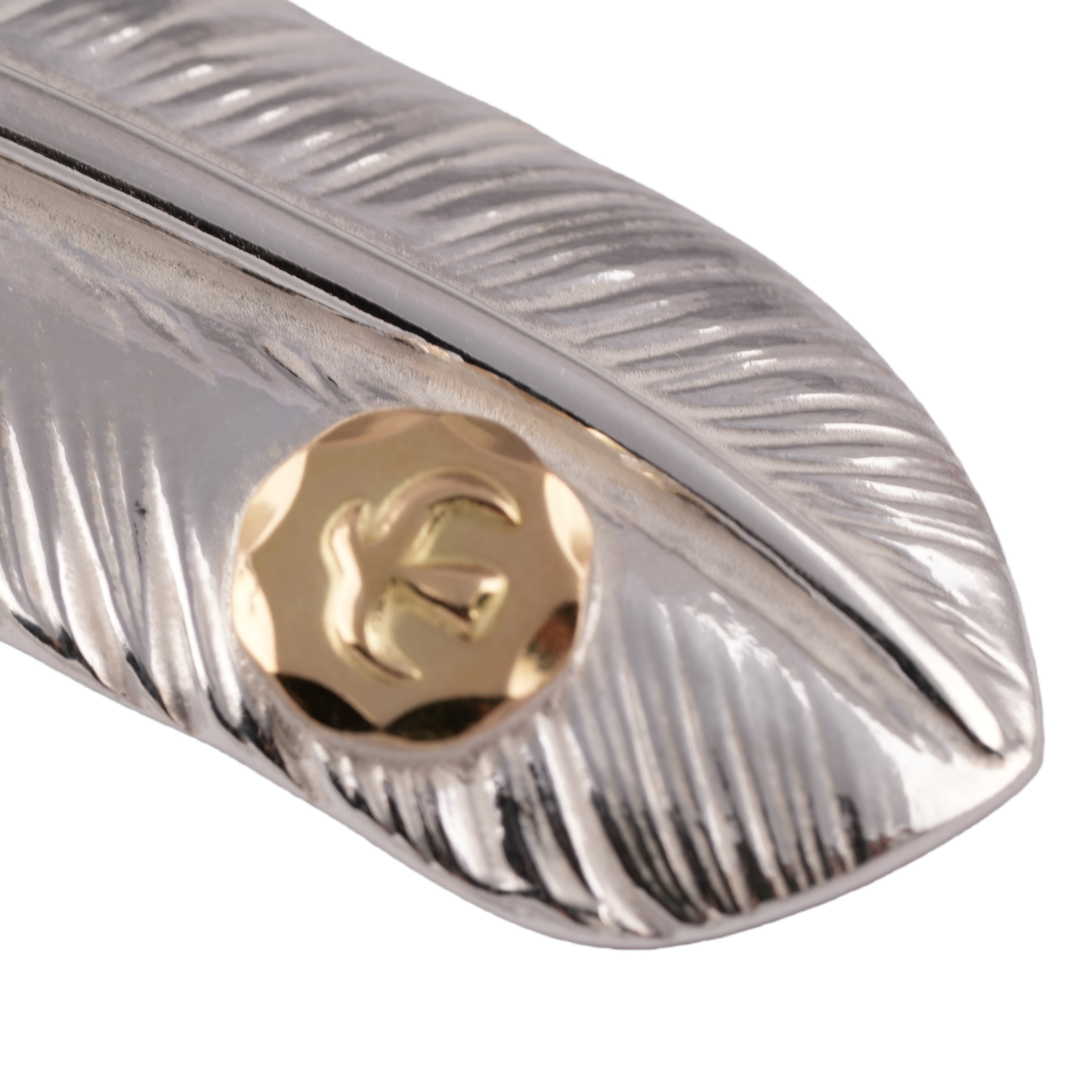 Gold Stamp Silver Feather (Right)(XL) #00188
