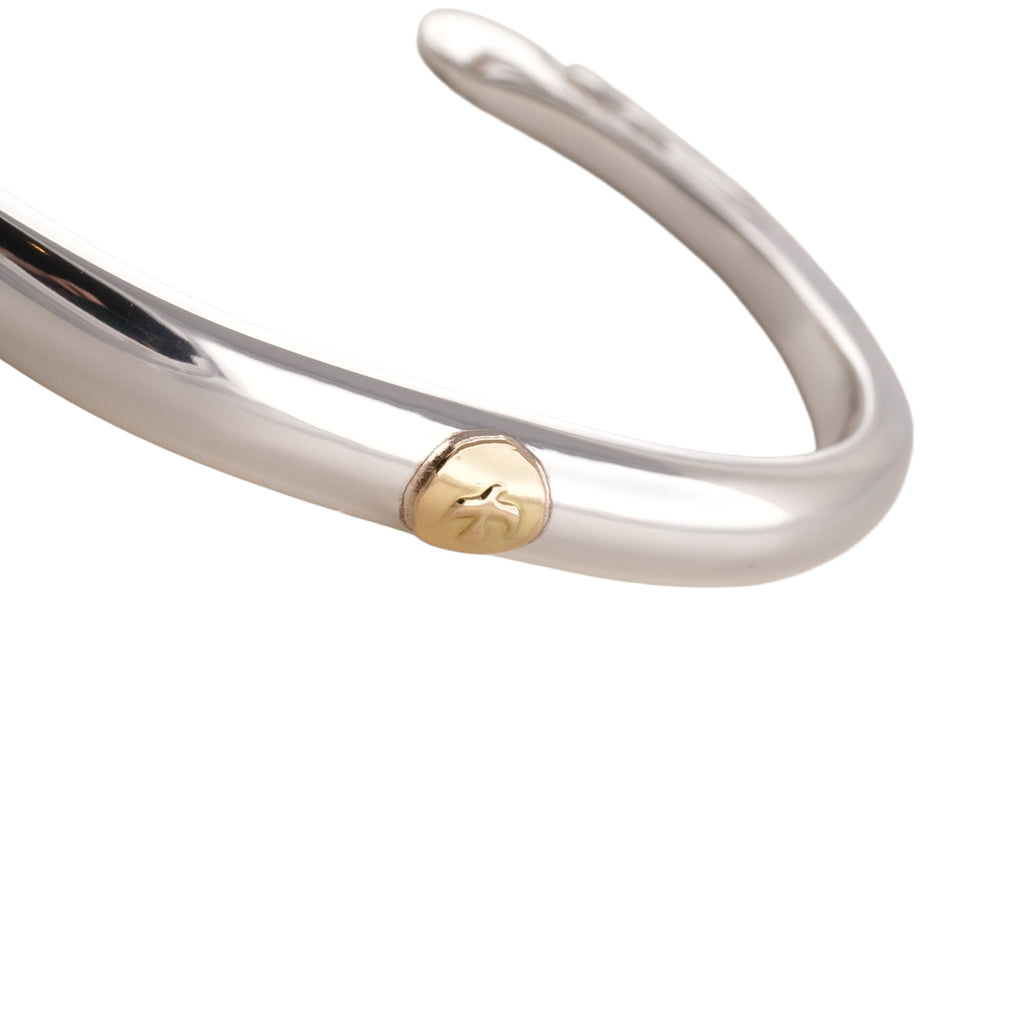 Eagle Head Silver Cuff w/ Gold Stamp (M)