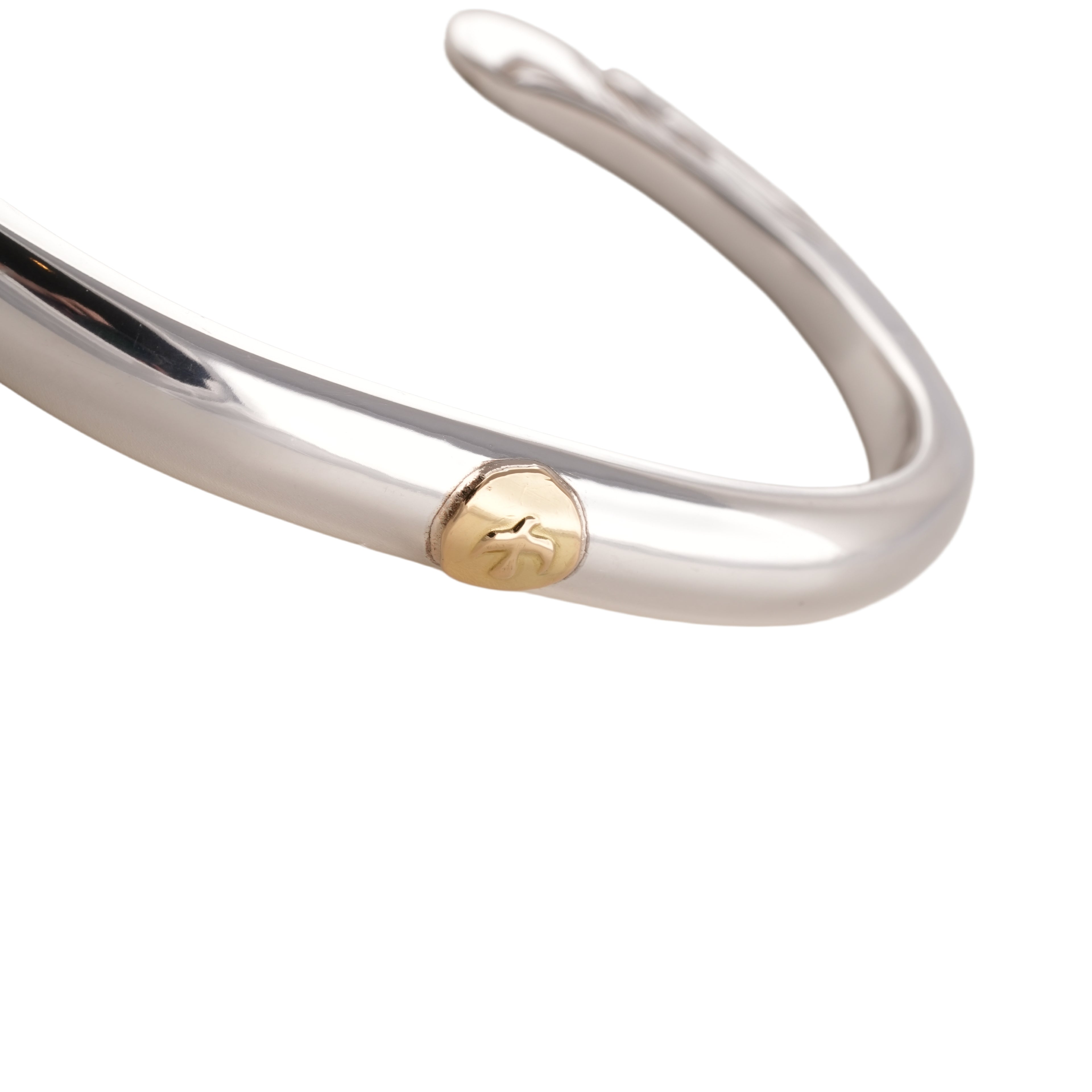 Eagle Head Silver Cuff w/ Gold Stamp (M)