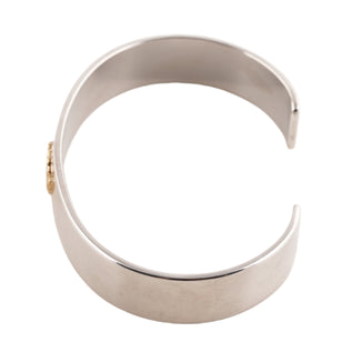 Gold Rose Stamp Flat Silver Cuff (L) (7.5inch)