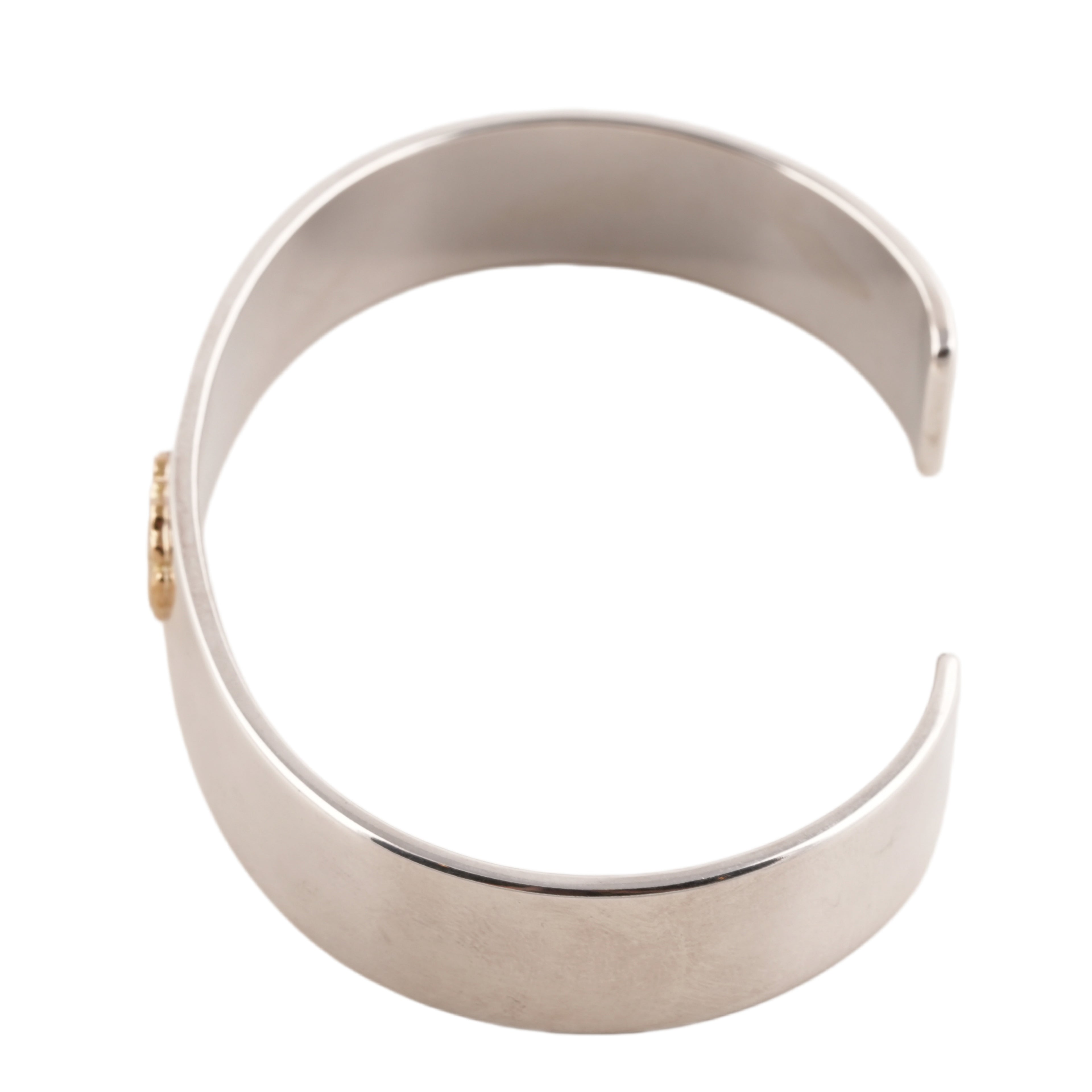 Gold Rose Stamp Flat Silver Cuff (L) (7.5inch)