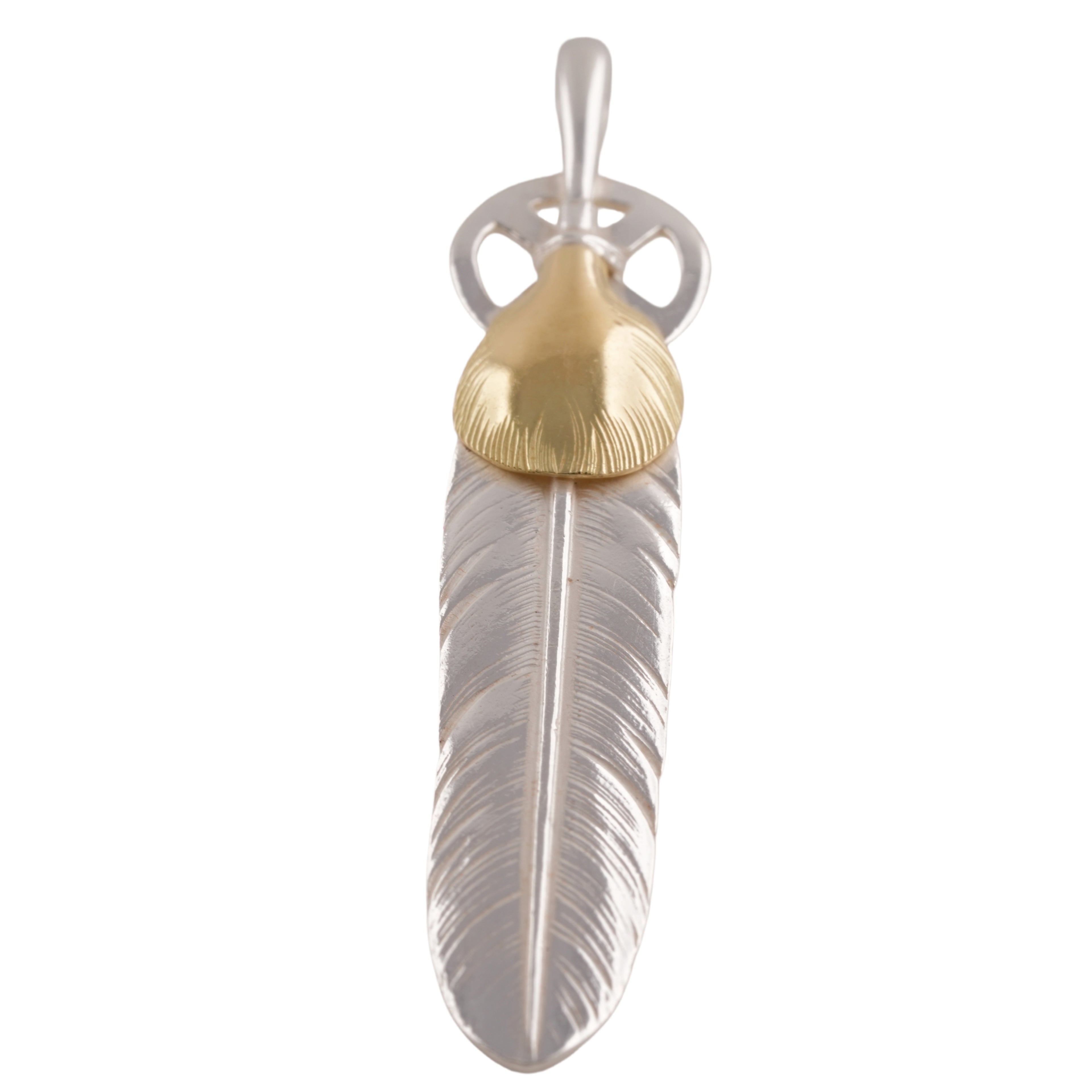 Gold Top Heart Wheel Silver Feather (L) #00383