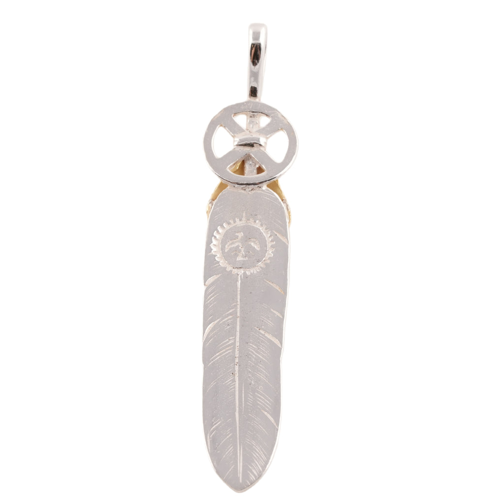 Gold Top Heart Wheel Silver Feather (L) #00382