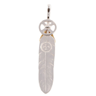 Gold Top Heart Wheel Silver Feather (L) #00382