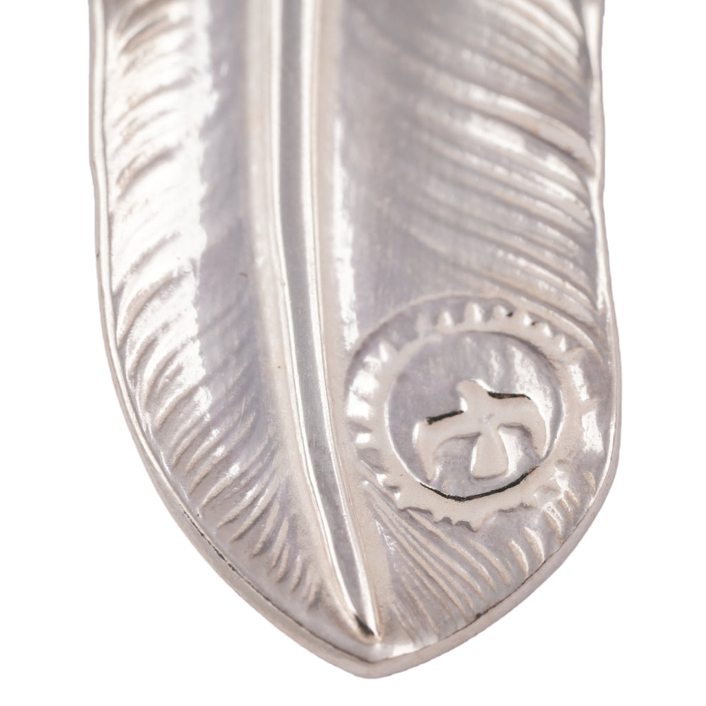Gold Top Silver Feather Pendant (Right)(XL)