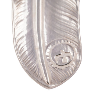 Gold Top Silver Feather Pendant (Right)(XL)