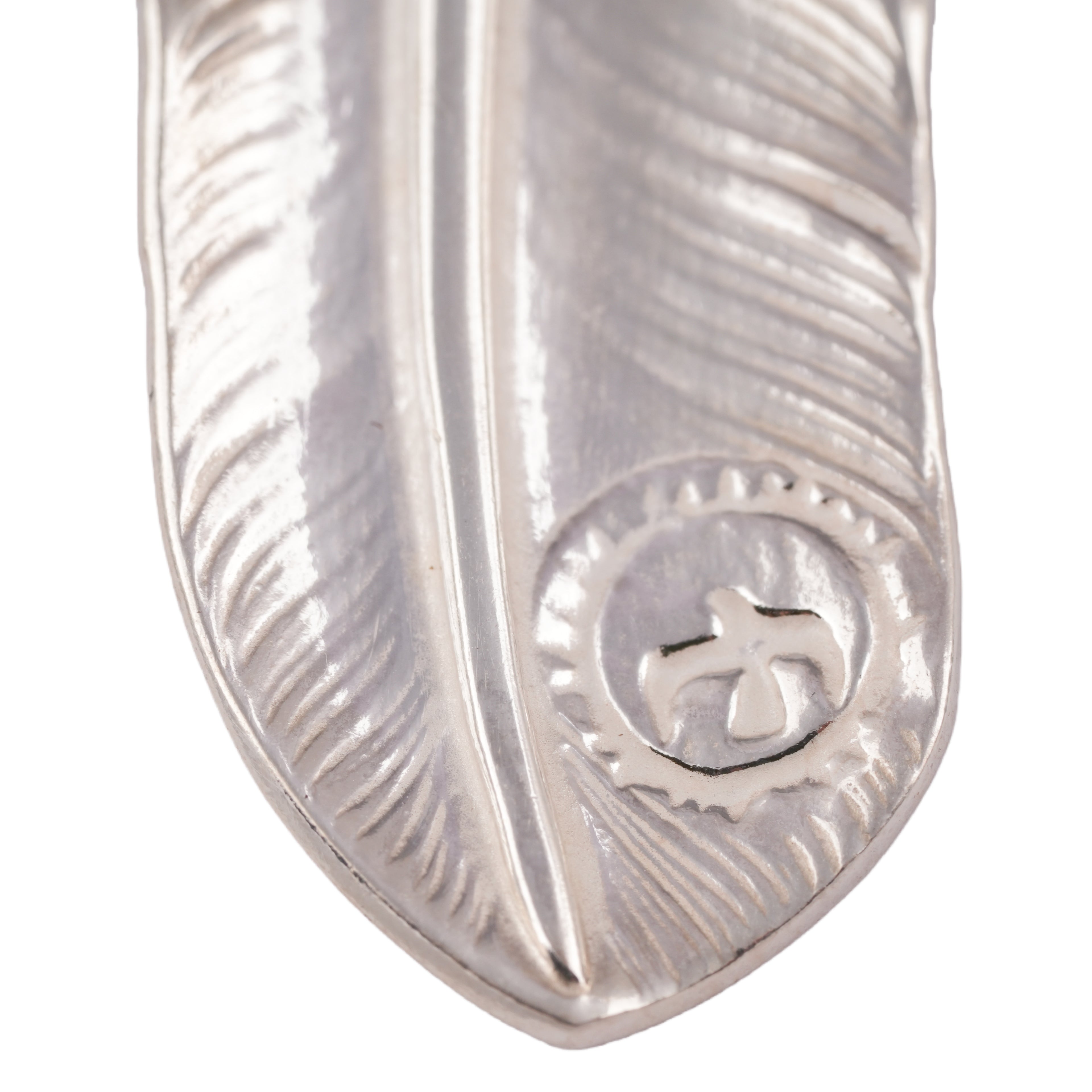 Gold Top Silver Feather Pendant (Right)(XL)