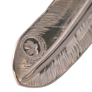 Claw Silver Feather w/ Gold Stamp Pendant (Left)(XL)