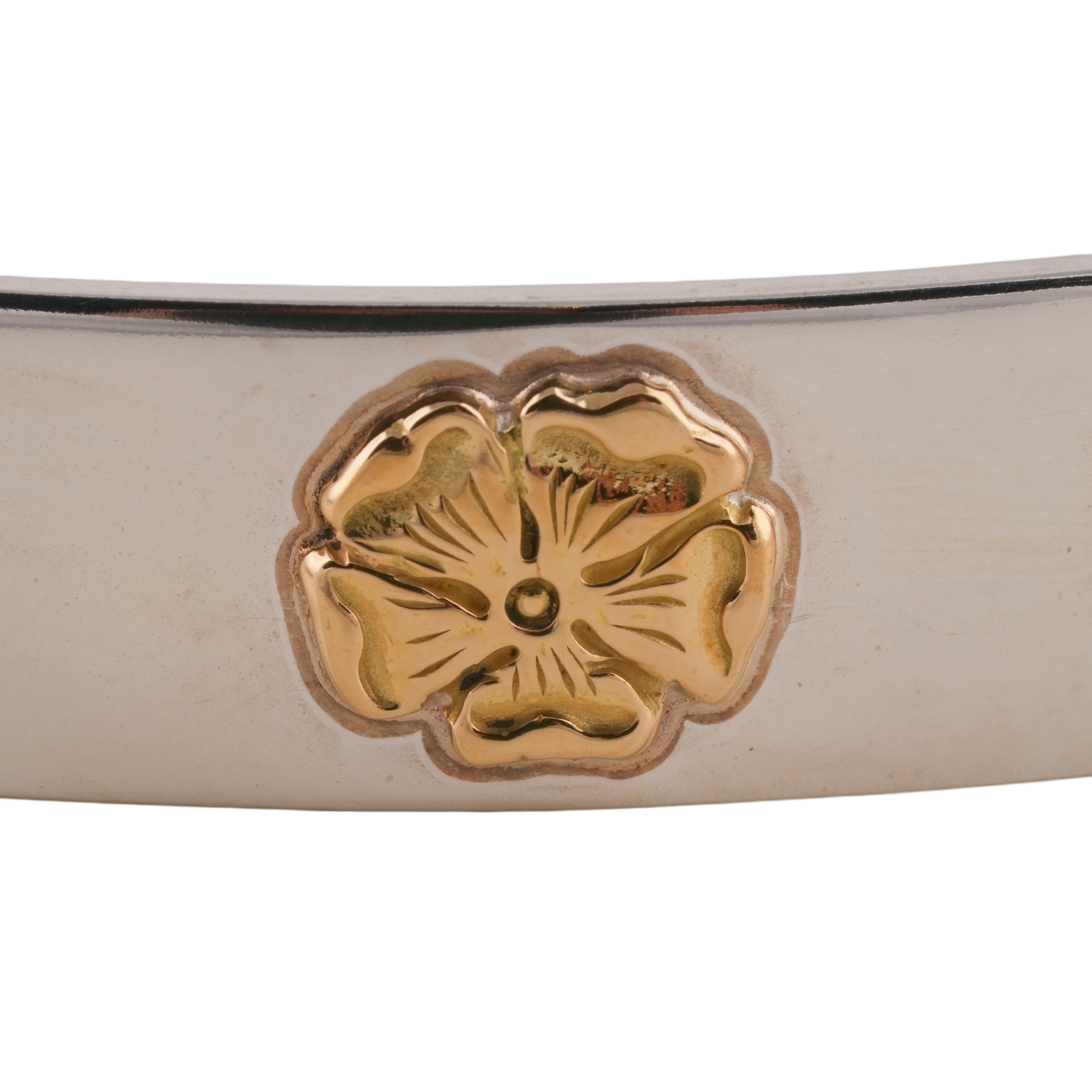 Gold Rose Stamp Flat Silver Cuff (L) (7.5inch)
