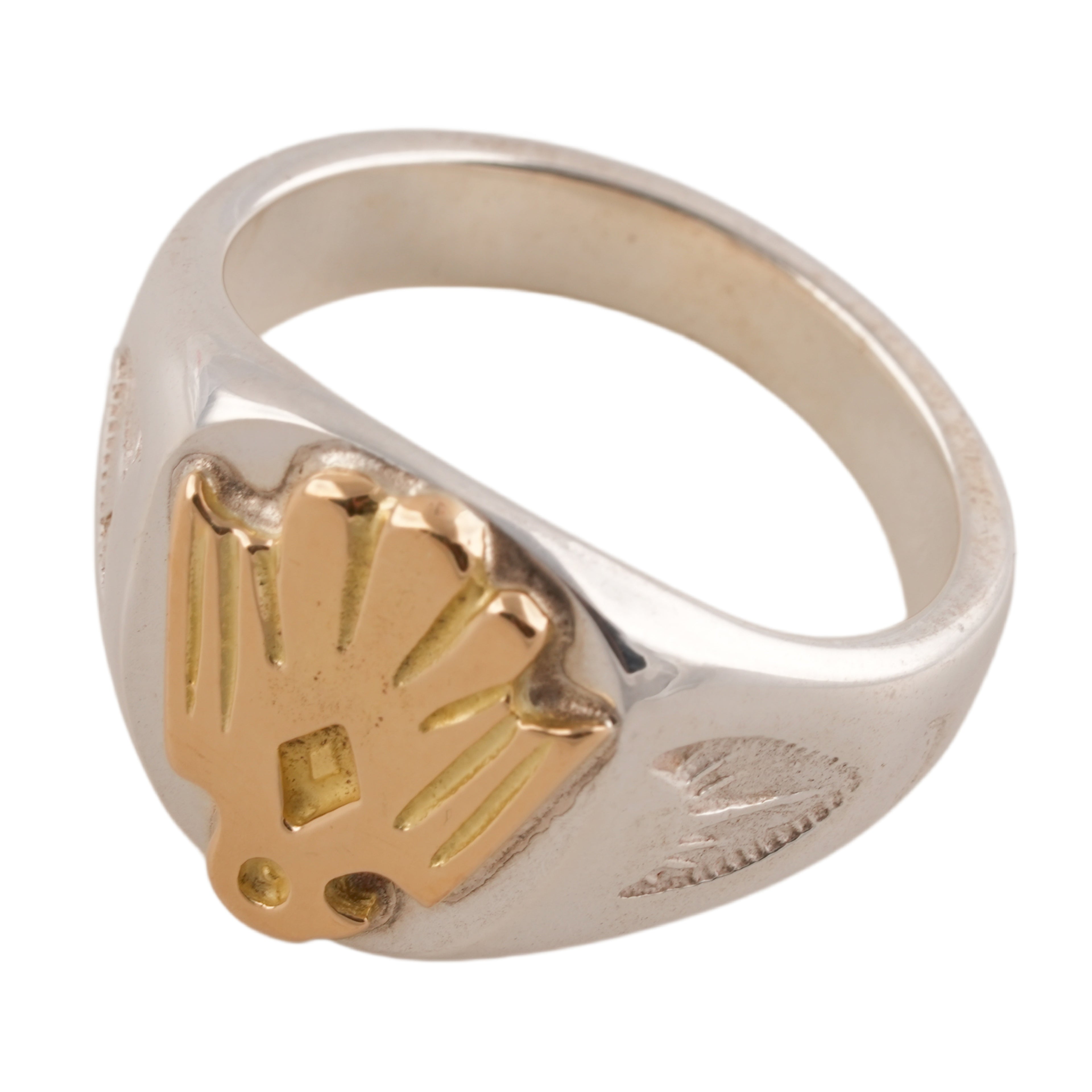 Gold Eagle Silver Signet Ring (Round) (US8)