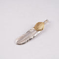 Gold Top Silver Feather Pendant (Right)(XL) — Goro's