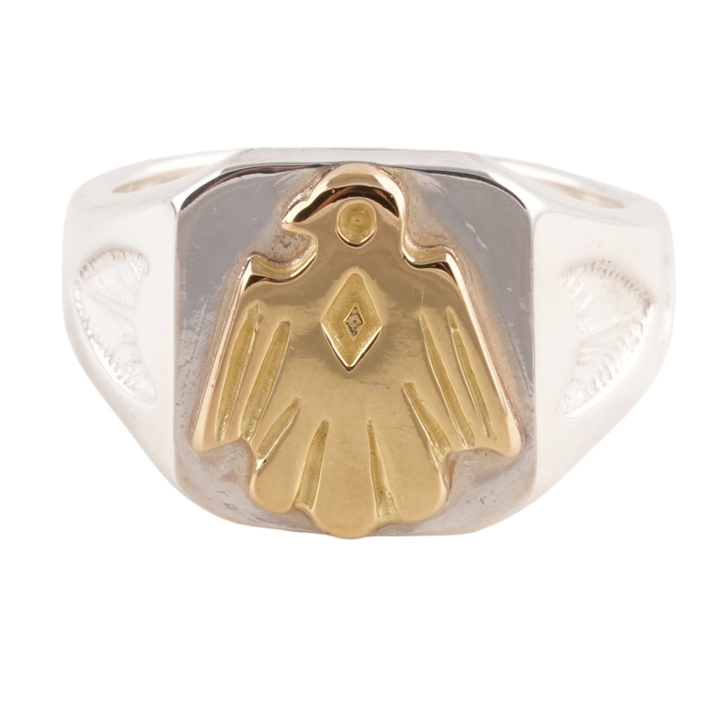 Gold Eagle Silver Signet Ring (US8)