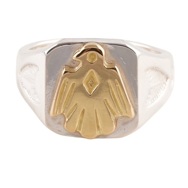 Gold Eagle Silver Signet Ring (US8)