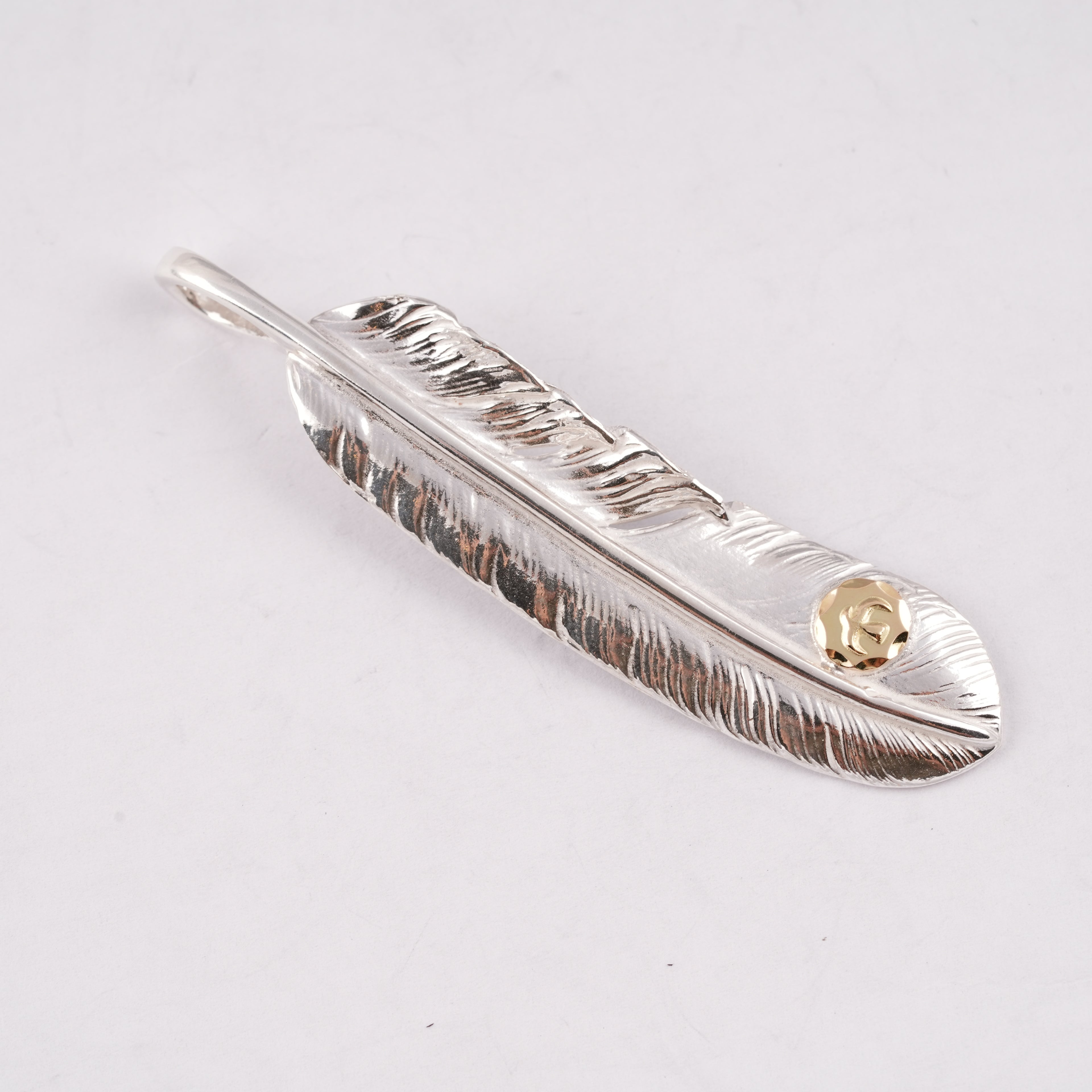 Gold Stamp Silver Feather (Left)(XL) #00189