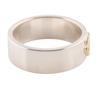 Gold Rose Stamp Flat Silver Ring (US11) #00321