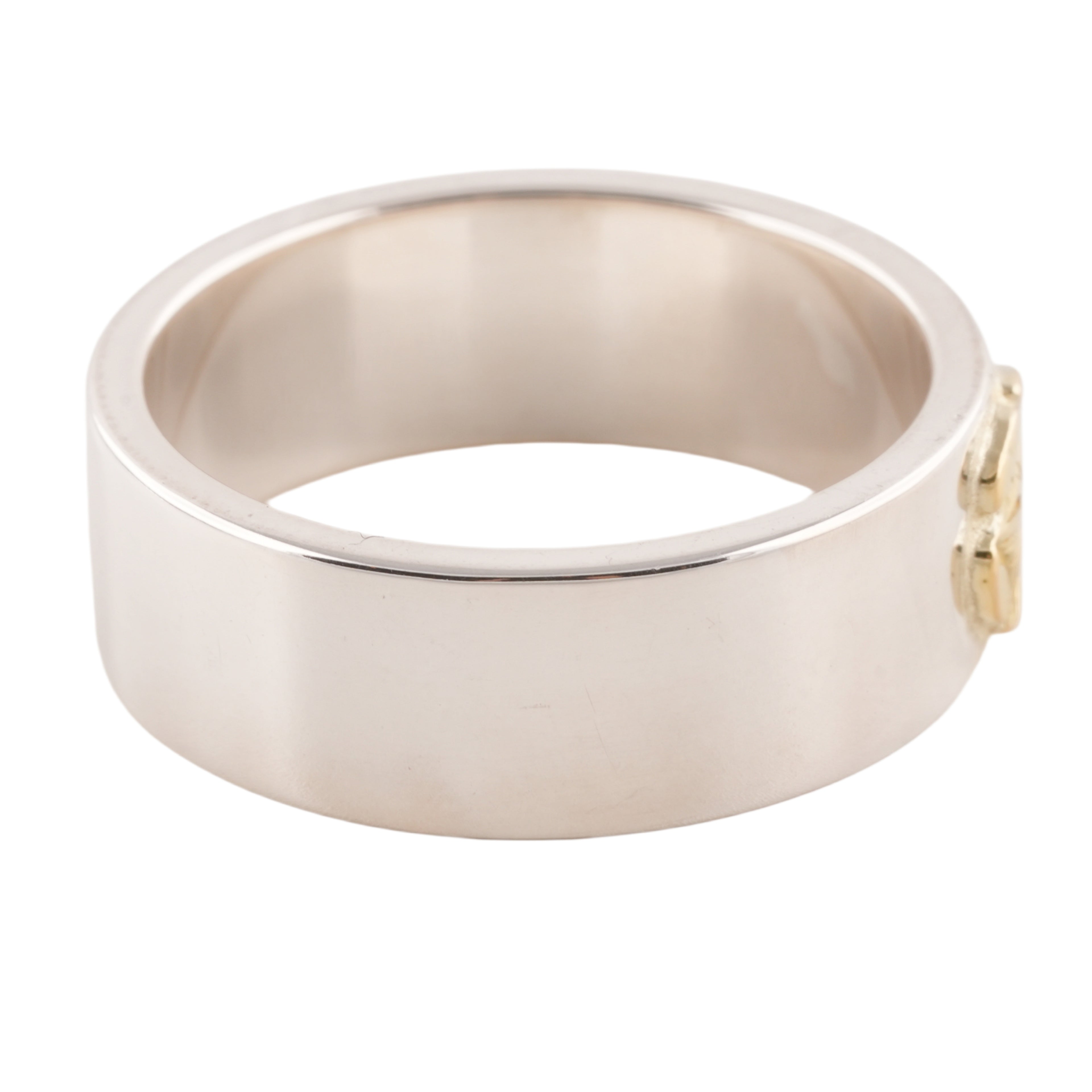 Gold Rose Stamp Flat Silver Ring (US11) #00321