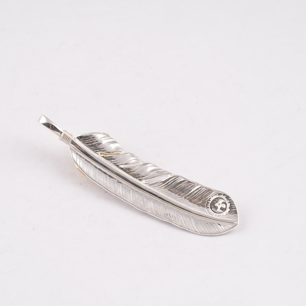 Gold Top & Rope-Bezel Turquoise Silver Feather (Right)(XL) #00171