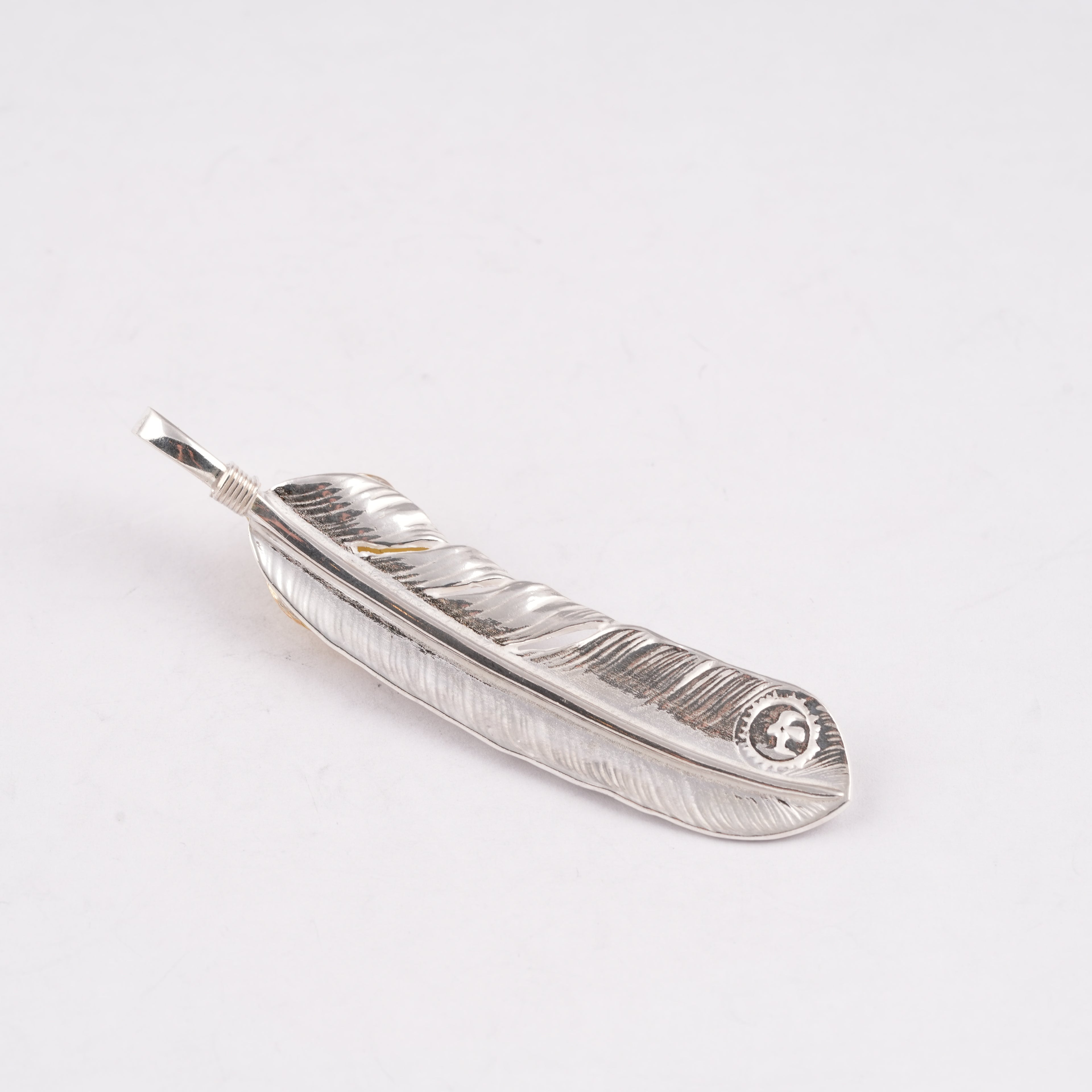 Gold Top & Rope-Bezel Turquoise Silver Feather (Right)(XL) #00171