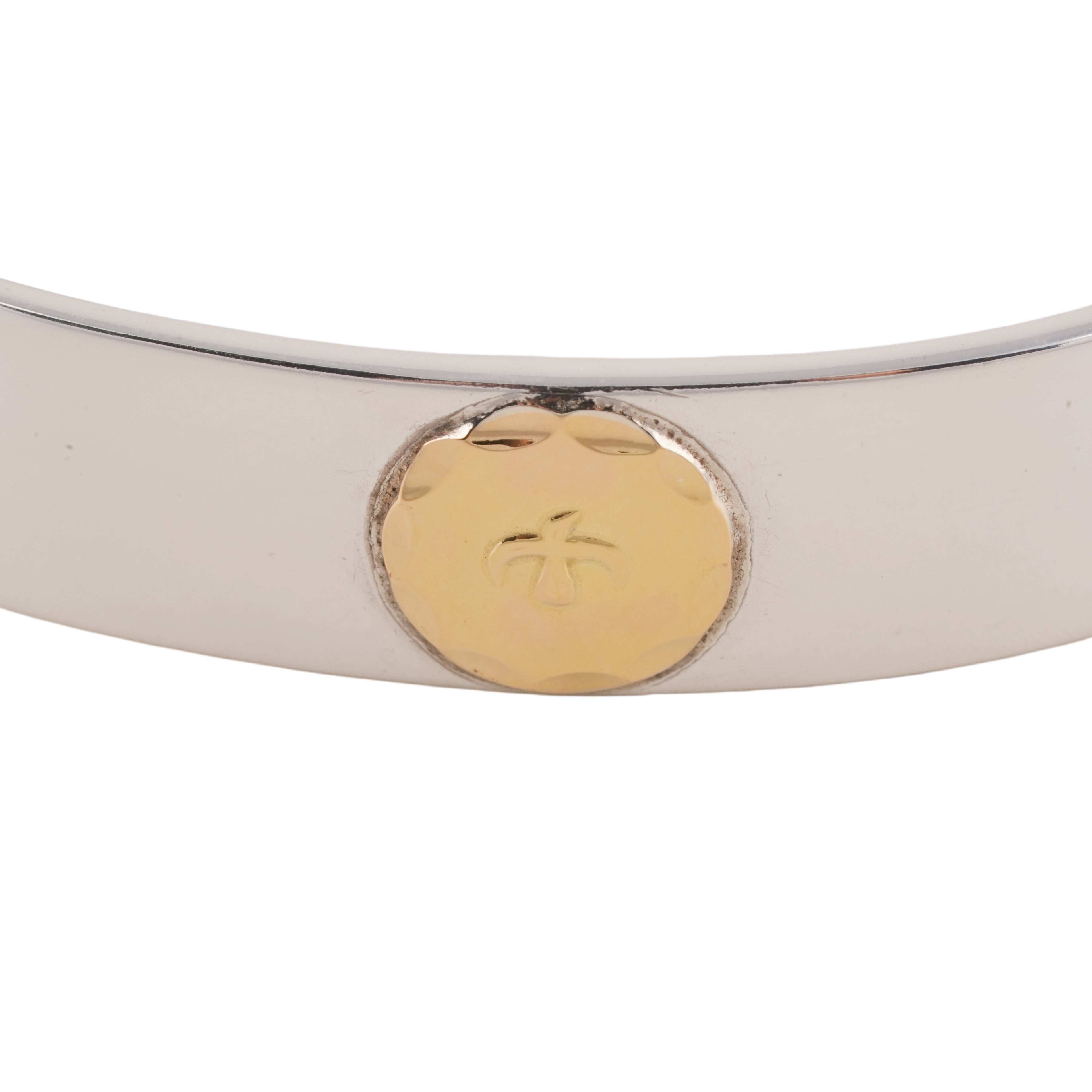 Gold Eagle Stamp Flat Silver Cuff (M) (7inch)