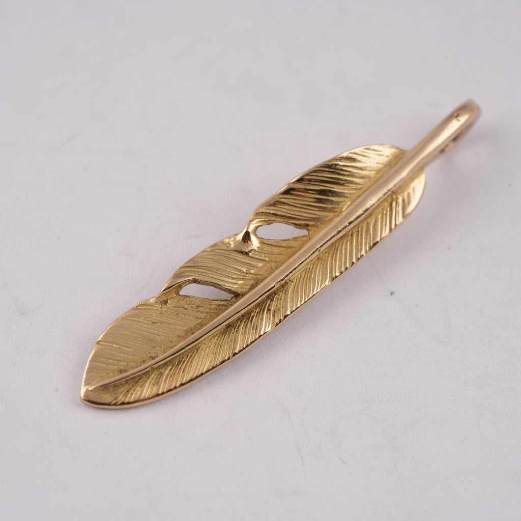 Gold Feather Pendant (Right)(S)