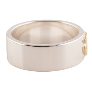Gold Rose Stamp Flat Silver Ring (US9) #00316