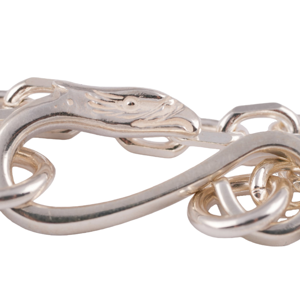Eagle Silver Hook Thick Square Chain Necklace (20inch)