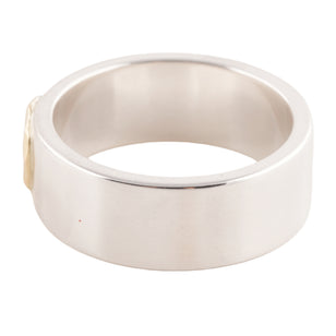 Gold Eagle Stamp Flat Silver Ring (US9) #00310