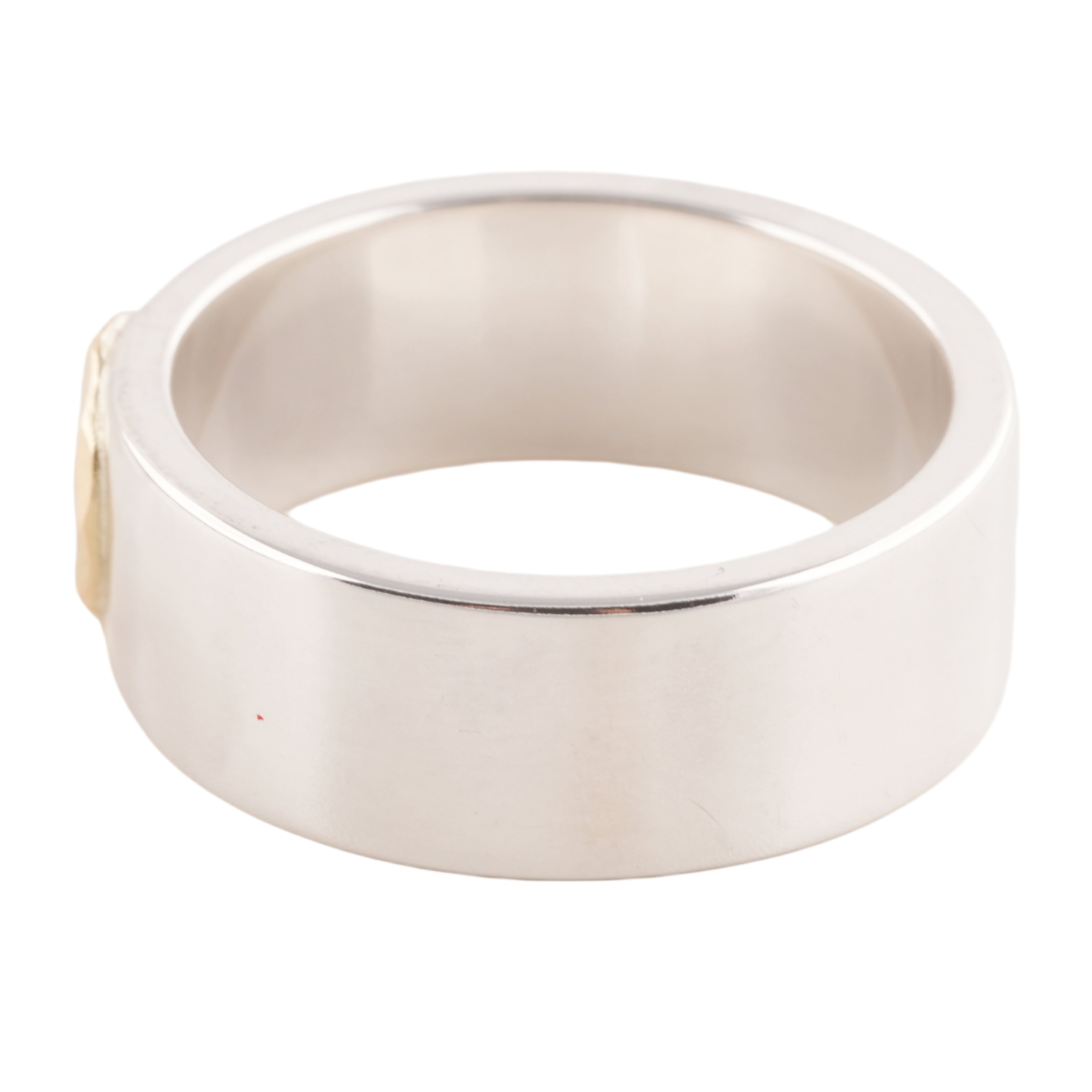 Gold Eagle Stamp Flat Silver Ring (US9) #00310