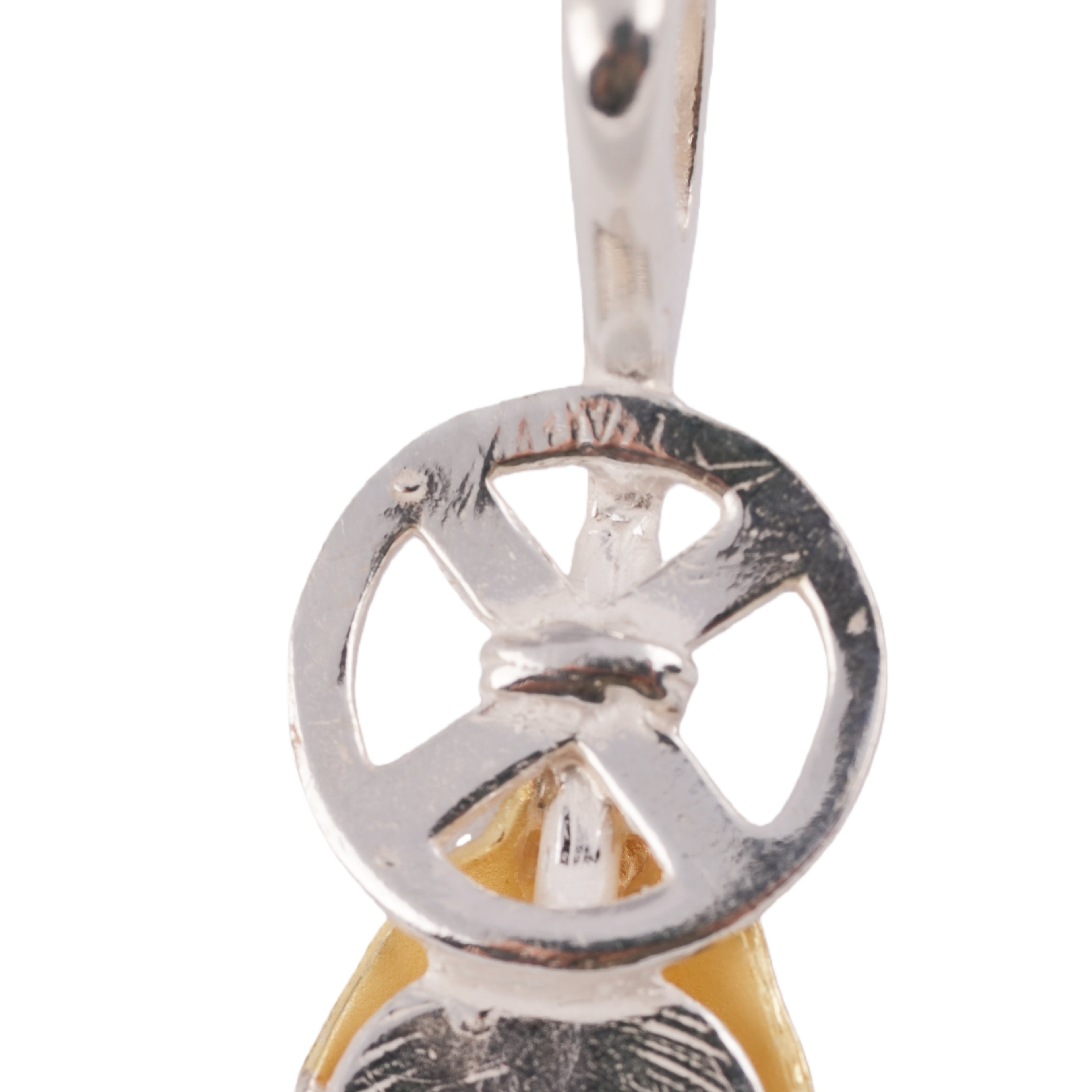 Gold Top Heart Wheel Silver Feather (L) #00192