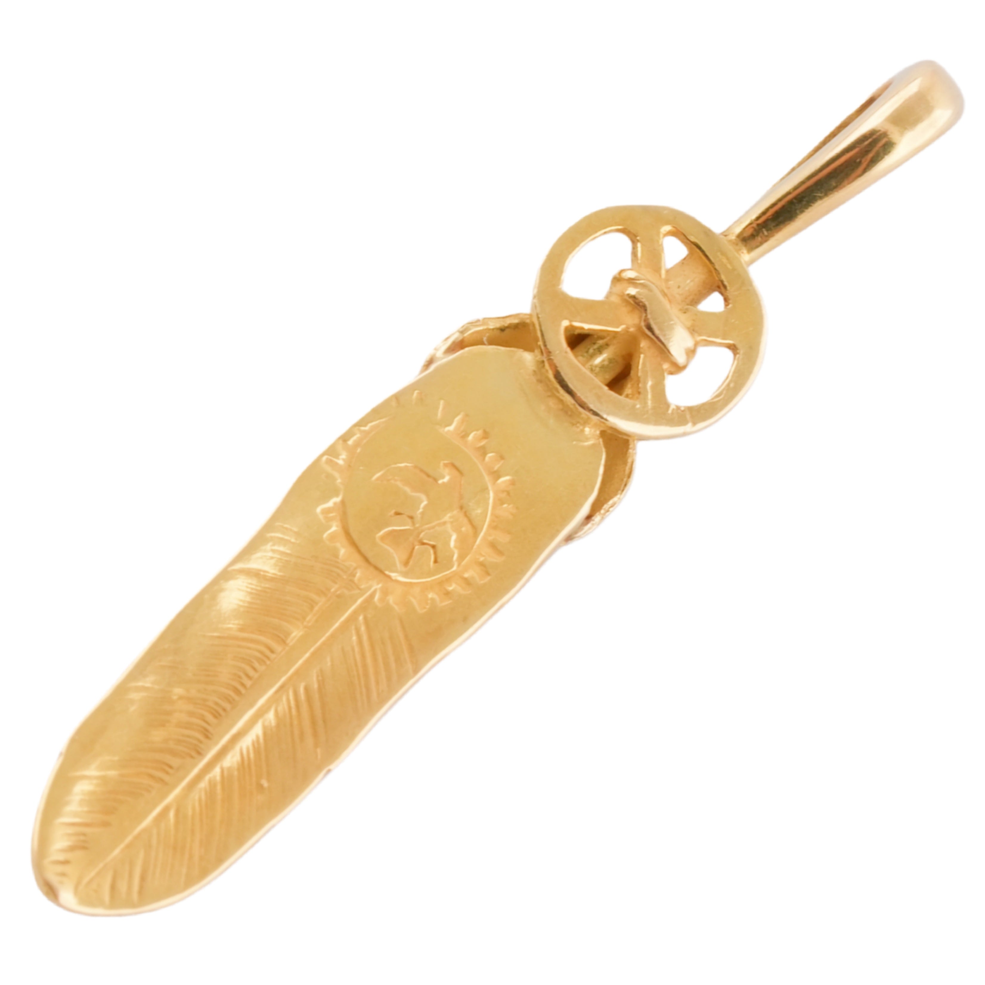Gold Top Heart Wheel Silver Feather (S) #00207