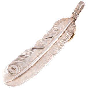 Gold Top Silver Feather Pendant (Left)(XL)