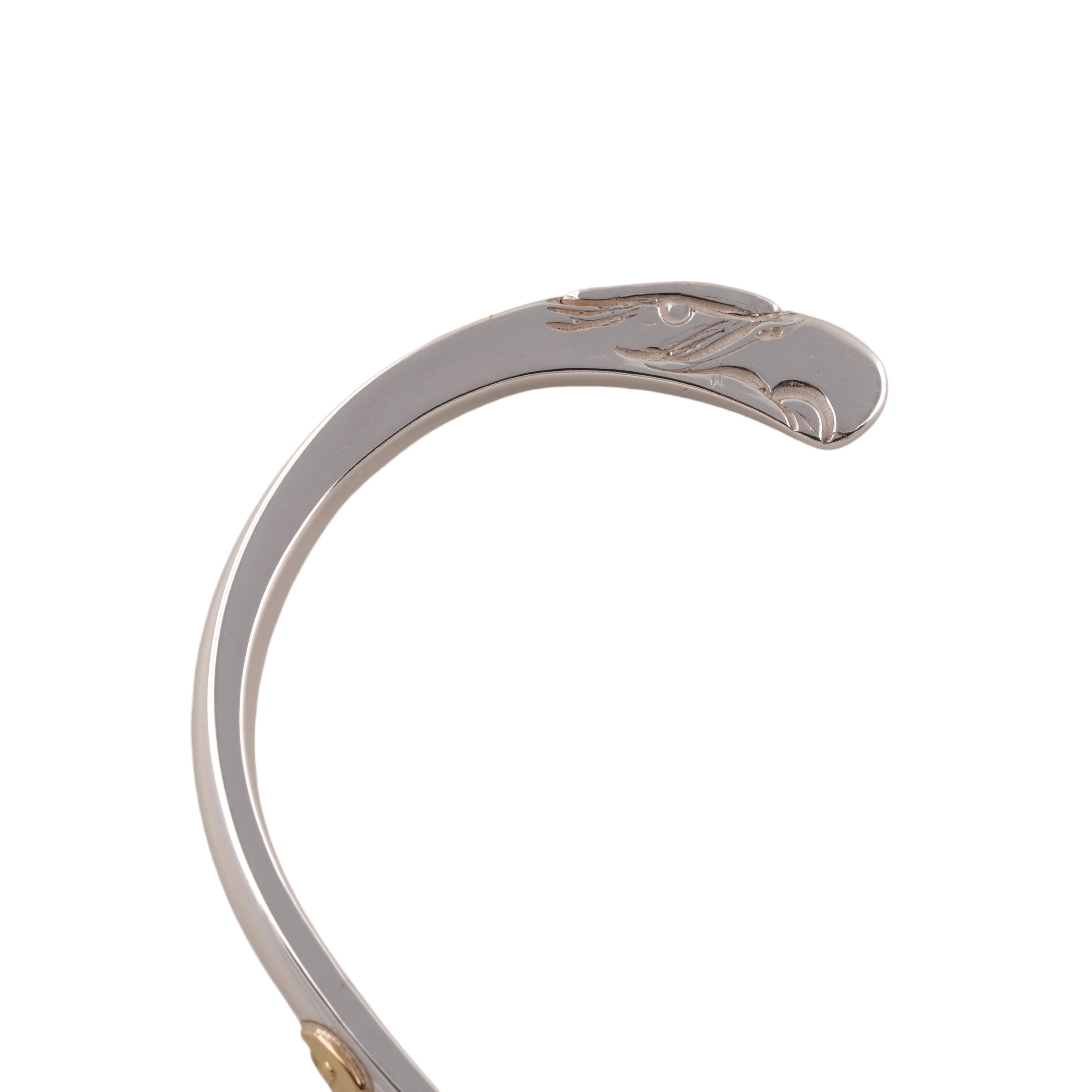 Eagle Head Silver Cuff w/ Gold Stamp (M)
